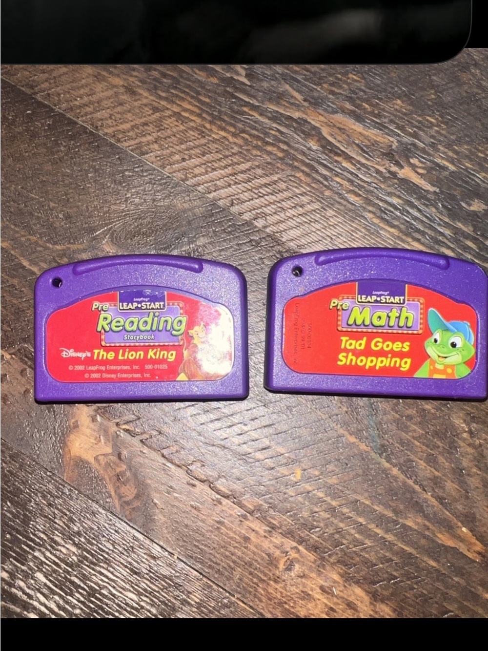 Vintage Lot Of 2 Leap Pad Games Lion King & Tad Goes Shopping, Reading And Math